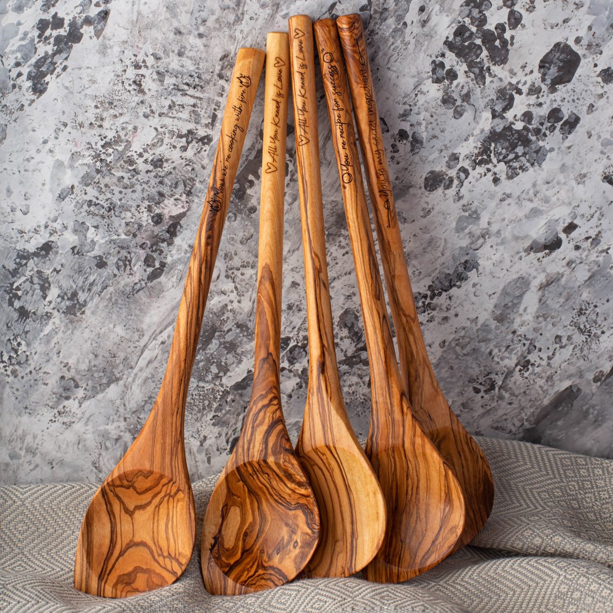 Engraved Olive Wood Spoons – Set of 2